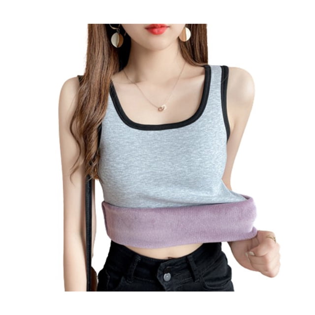 Sonducket Ropa interior térmica de algodón para mujer, ropa interior para deportes al aire libre, esquí, patinaje, Snowboard, chaleco para Camisetas sin mangas negro gris