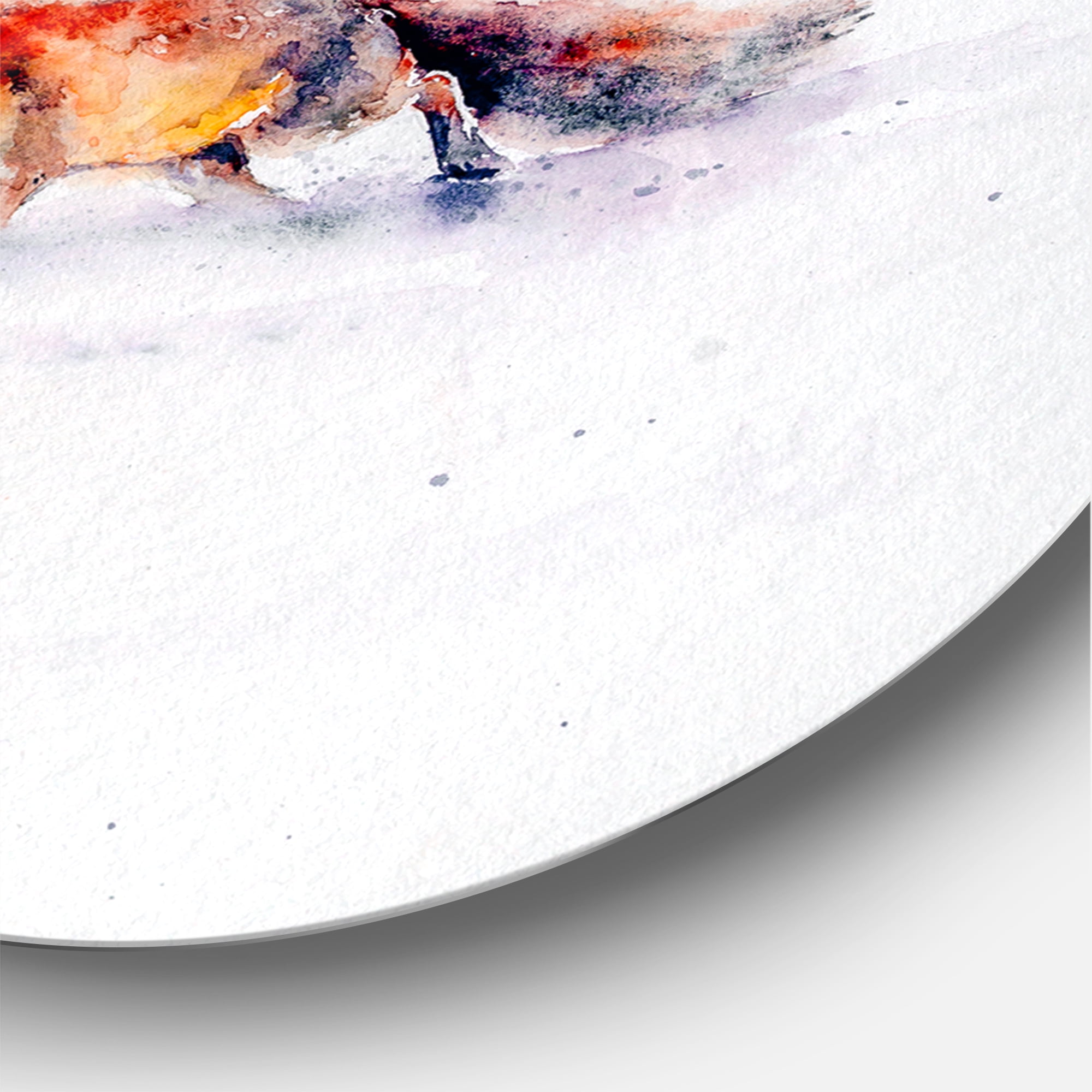 Red Fox Running In White Snow in Countryside II 11 in x 11 in Painting Art Prints, by Designart