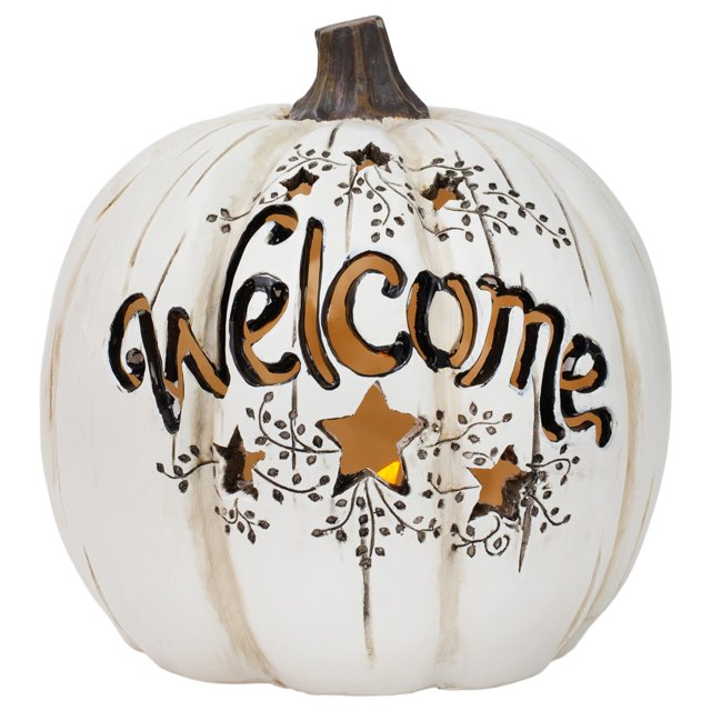 Mark Feldstein & Associates Figurine de Collection Halloween en Résine Citrouille Blanche 7 x 7