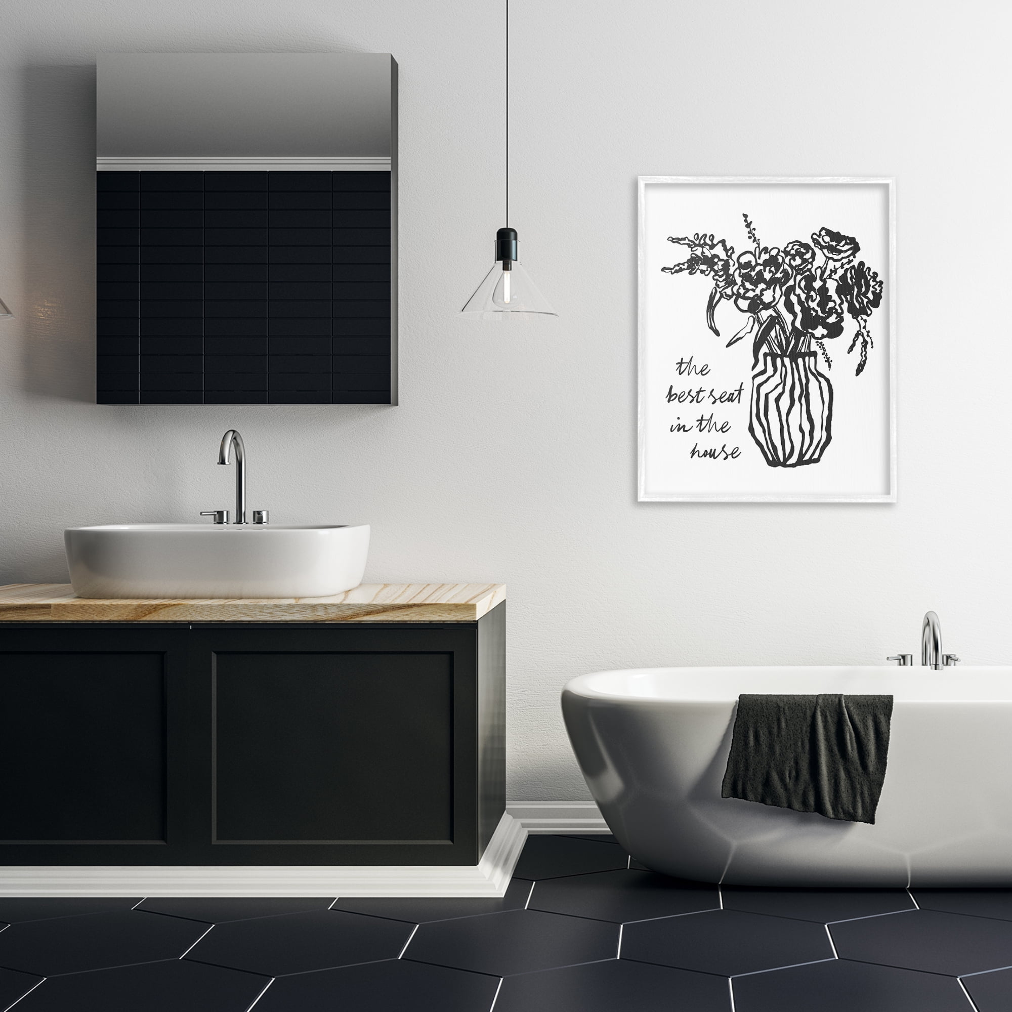 Stupell Industries Best Seat in House Bathroom White Framed Giclee Art, design by Lettered and Lined