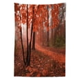 thumbnail image 3 of Ambesonne Fall Tablecloth Rectangular Table Cover, Misty Forest Leaves Orange, 52"x70", Brown Orange, 3 of 4