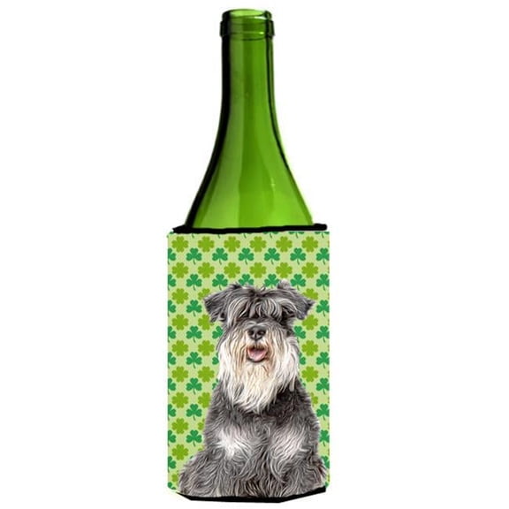 St. Patricks Day Shamrock Schnauzer Wine bottle sleeve Hugger