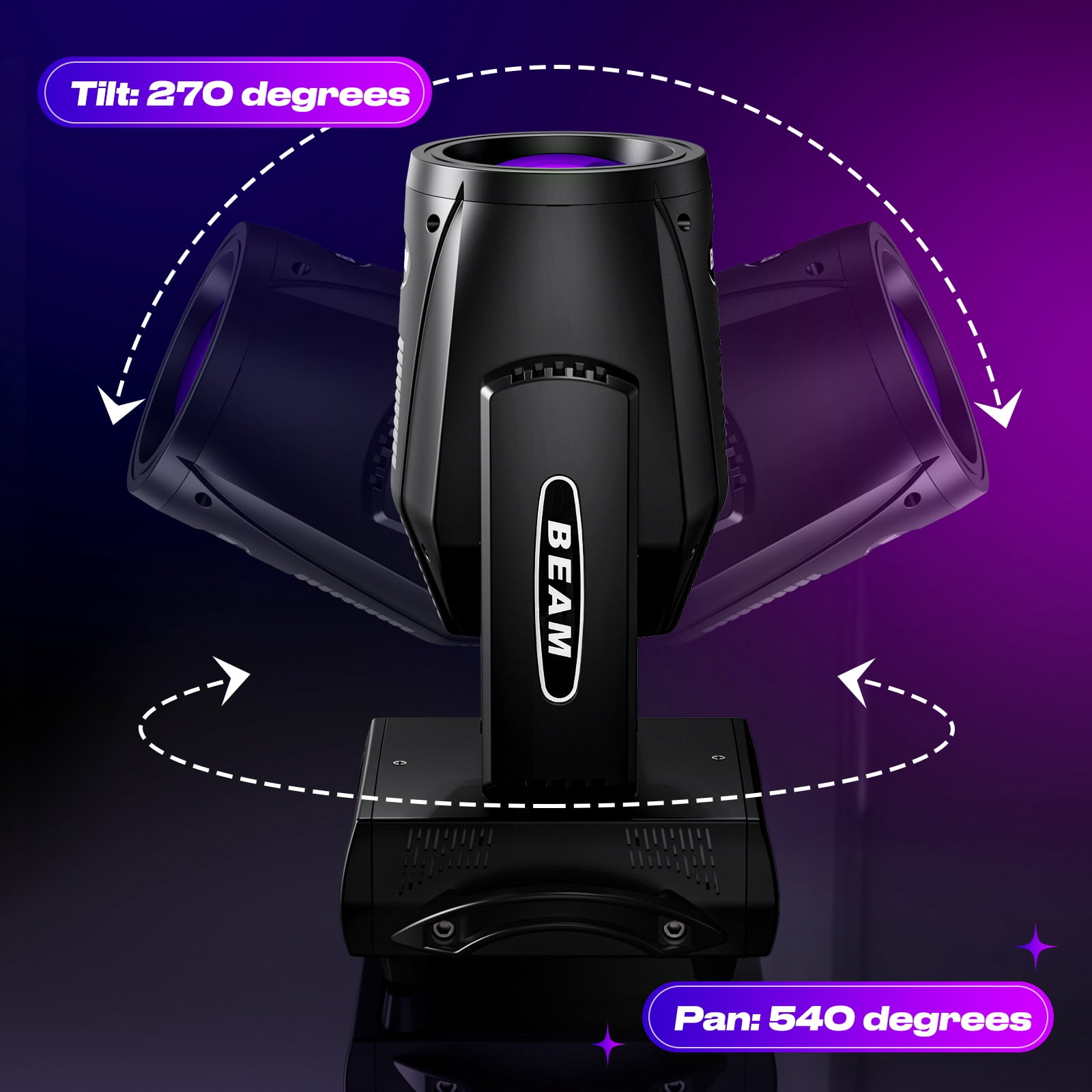 7R 230W Beam Sharpy Moving Head DJ Lights,LED Stage Light 17 Gobos and 14 Colors DMX512 Control for Wedding Disco Club Lighting Party Christmas, Black, 1Pack