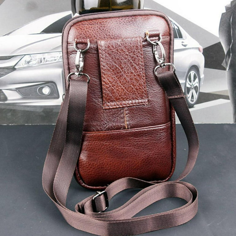 KRONDO Men's Leather Handbag Bag Small Crossbody Shoulder Bags Phone Wallet  Satchel Pocket Camping Casual Daypack G4E2 