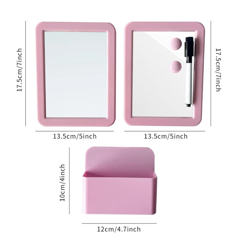 COM1950s Pink Magnetic Locker Whiteboard Set, Mirror and Marker Holder Combo, Dry Erase Board Locker Accessories for School, Home, Office Organizer
