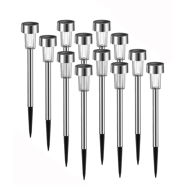 12 luces solares para jardín, impermeables, LED, para patio, césped y caminos.