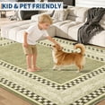 thumbnail image 5 of Checkered Area Rug 6x9, No Slip Washable Rug, Modern Bedroom Rug Under Bed Ultra Carpet, Low-Pile Rugs for Living Room Bedroom Dining Room, Green, 5 of 7