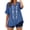 Blue, variant on Women's Embroidered Cotton Linen 3/4 Sleeve Button Down Shirt, Casual Blouse for Summer Daily Wear, Lightweight and Breathable Red XXL