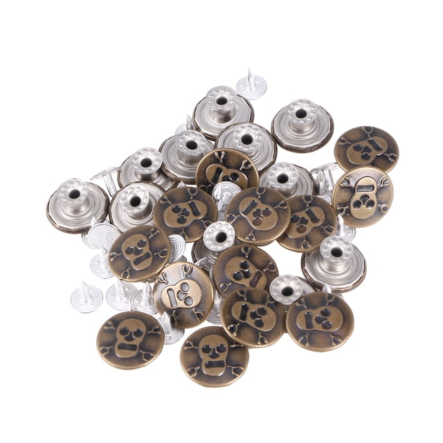 KAKOWELY 25 Pcs 17mm Metal Snap Button Spring Buckle FittingsSkull Pattern Fasteners Clasp Button Craft Accessories,0.67X"X0.67"X0.2"