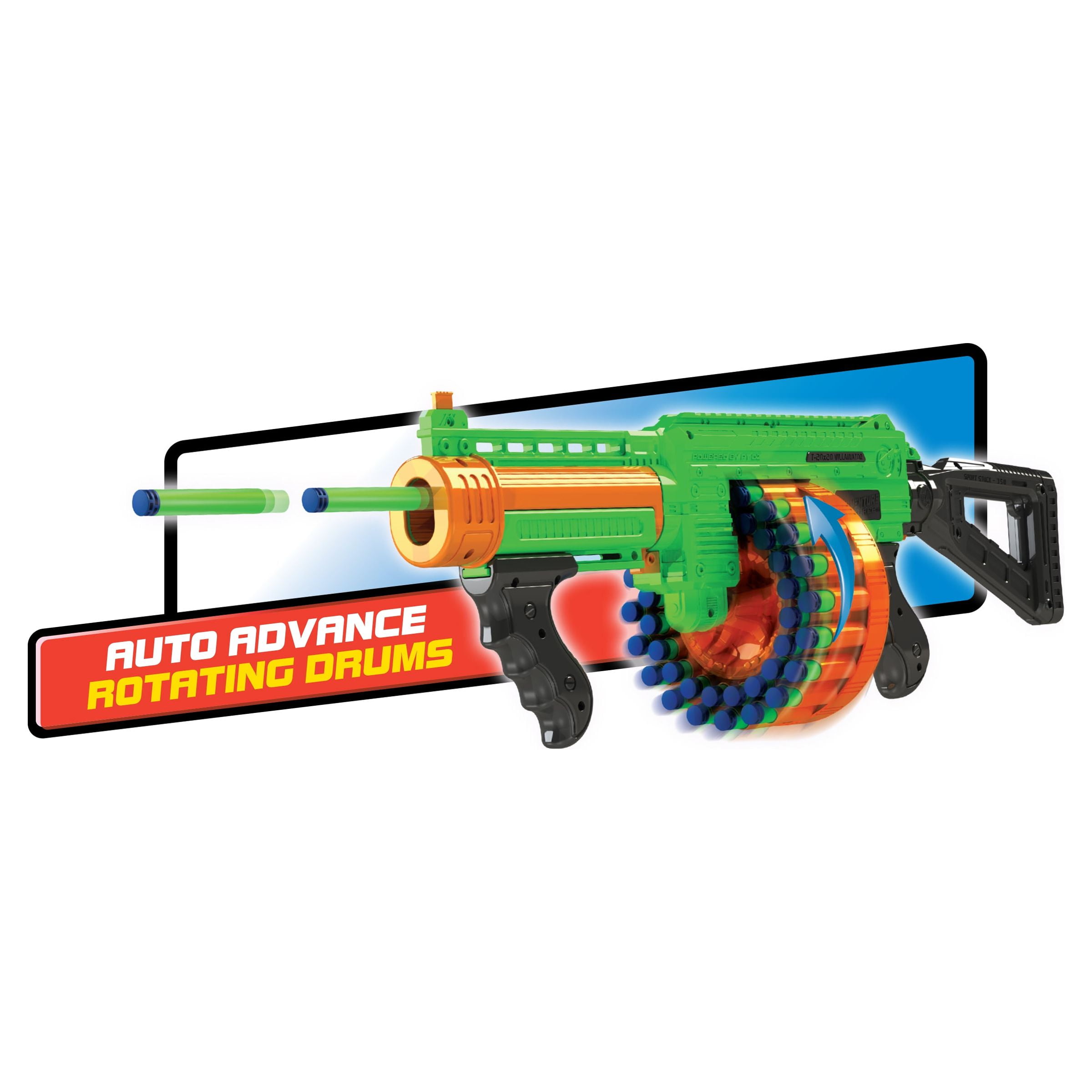 Adventure Force Villainator Pump-Action Super-Drum Foam Dart Blaster, Slamfire Power, Compatible with Most Standard Full-Length NERF Elite and XShot Dart Blasters, 8+