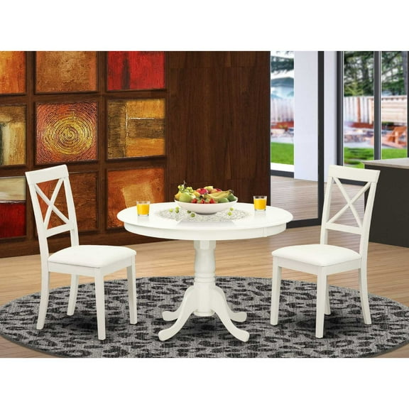 East West Furniture Dining Room Set Linen White, HLBO3-LWH-LC