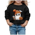 thumbnail image 2 of FASHOFT Gilrs Halloween Sweatshirt Pumpkin Ghost Graphic Hoodies Toddler Shirt Crewneck Long Sleeve Fall Tops Black 3-4 Years, 2 of 4