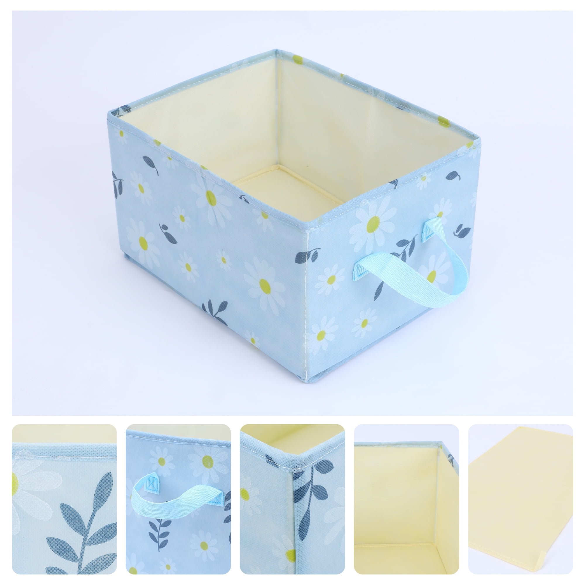 Unique Bargains Fabric Storage Cube Storage Bin Storage Basket Blue 12*9.5*6.7in