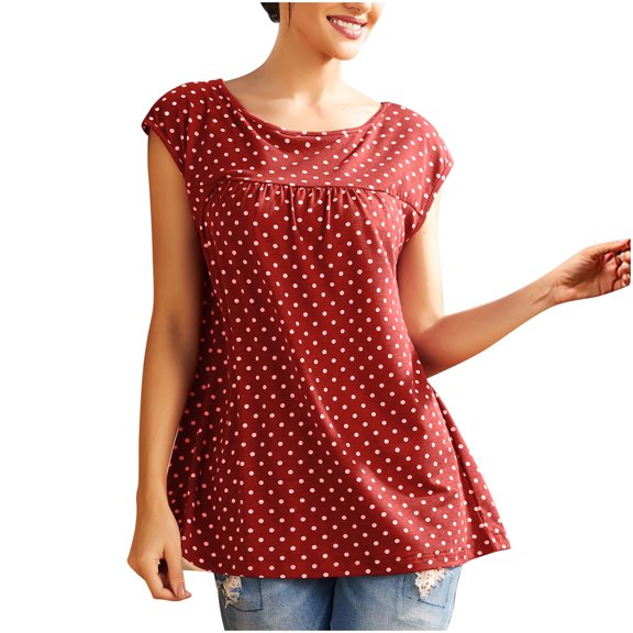 IROINNID Women Leisure Tank Tops Dot Printing Sleeveless Round-Neck Summer Tank Tops On Sale