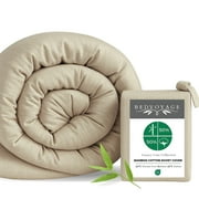 BedVoyage King Size Duvet Cover, Lightweight Soft and Breathable, Button Closure & Inside Corner Ties, 108x94, Viscose Derived from Bamboo & Cotton Blend, All Season Comforter Cover, King - Sand