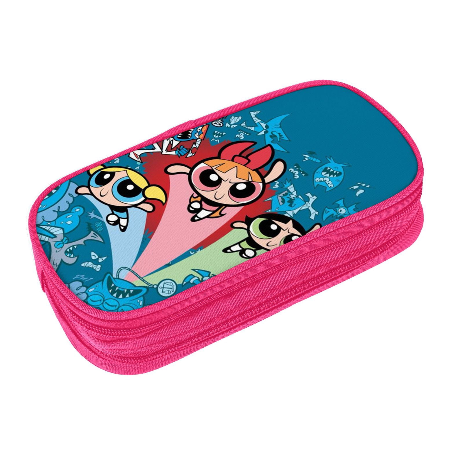 The Powerpuff Gi-rls Pencil Case Large Capacity Pencil Pouch Penbag Office Stationery Organizer Travel Makeup Bag Pink