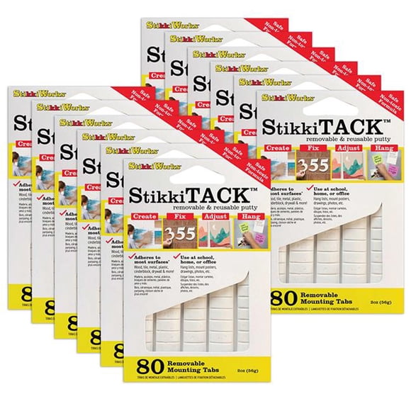 FPC STKST80W-12 Stikki Tack 80 White Tabs, Pack of 12