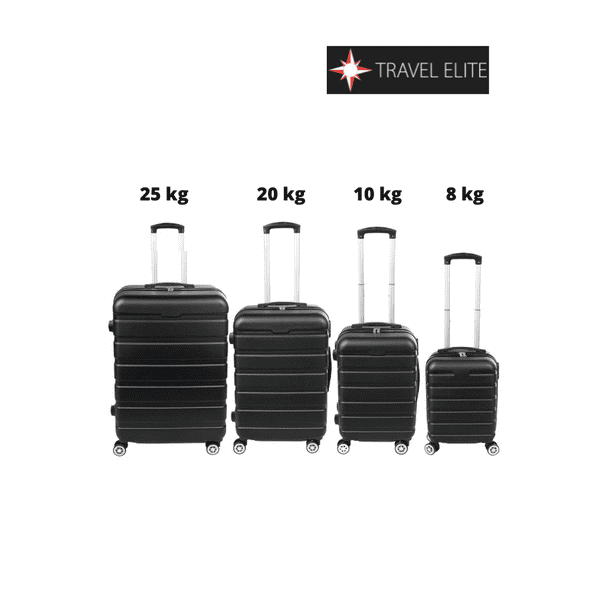 Travel Elite Set 4 Maletas de Viaje G 25 kg M 20 kg C 10 kg Carry On 8kg negro Travel Elite 0.75 Walmart en linea