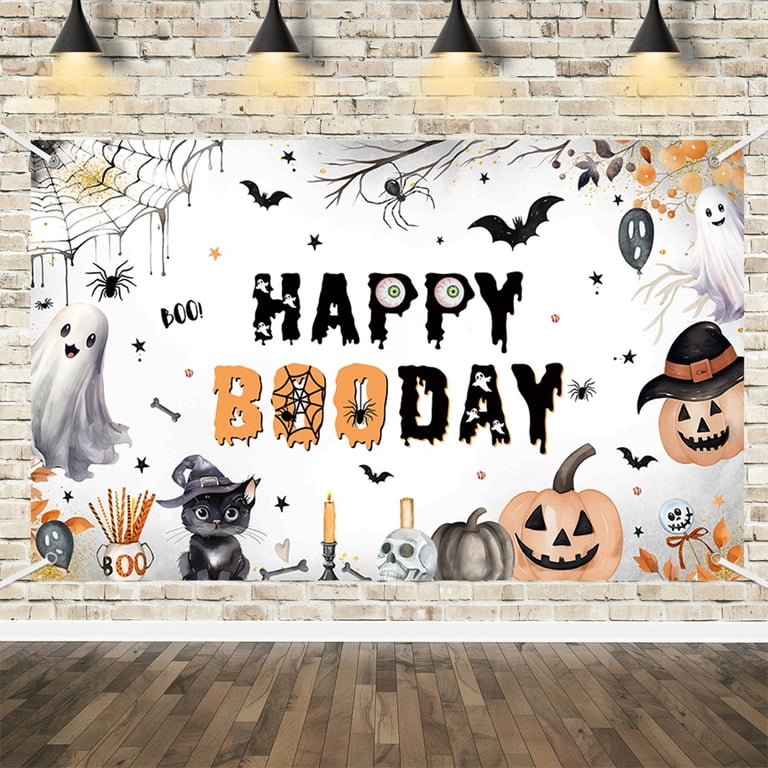 Halloween 'Two Spooky' Birthday Backdrop – 10x7ft Photo Banner For 2nd Birthday Party, Ghost & Pumpkin Theme