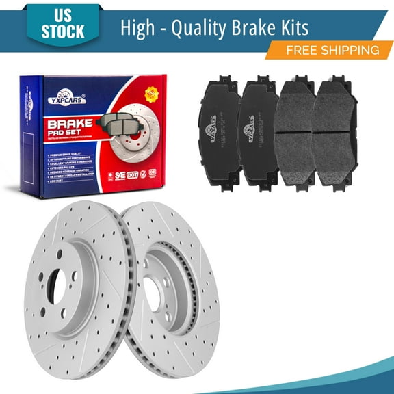 YXPCARS 6PCS Front Brake Kits, Drilled & Slotted Brake Rotors (120.44160)   Ceramic Brake Pads Kit for Pontiac Vibe Scion xD Toyota Corolla Matrix (31505 1210)