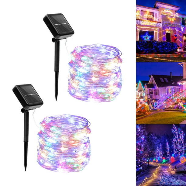 Guirnalda de luces solares Galavasen de 2 x 17 m, 300 LED, multicolor, impermeables