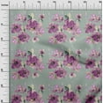 thumbnail image 2 of oneOone Georgette Viscose Dusty Green Fabric Flower & Leaves Watercolor Sewing Material Print Fabric By The Yard 42 Inch Wide, 2 of 4