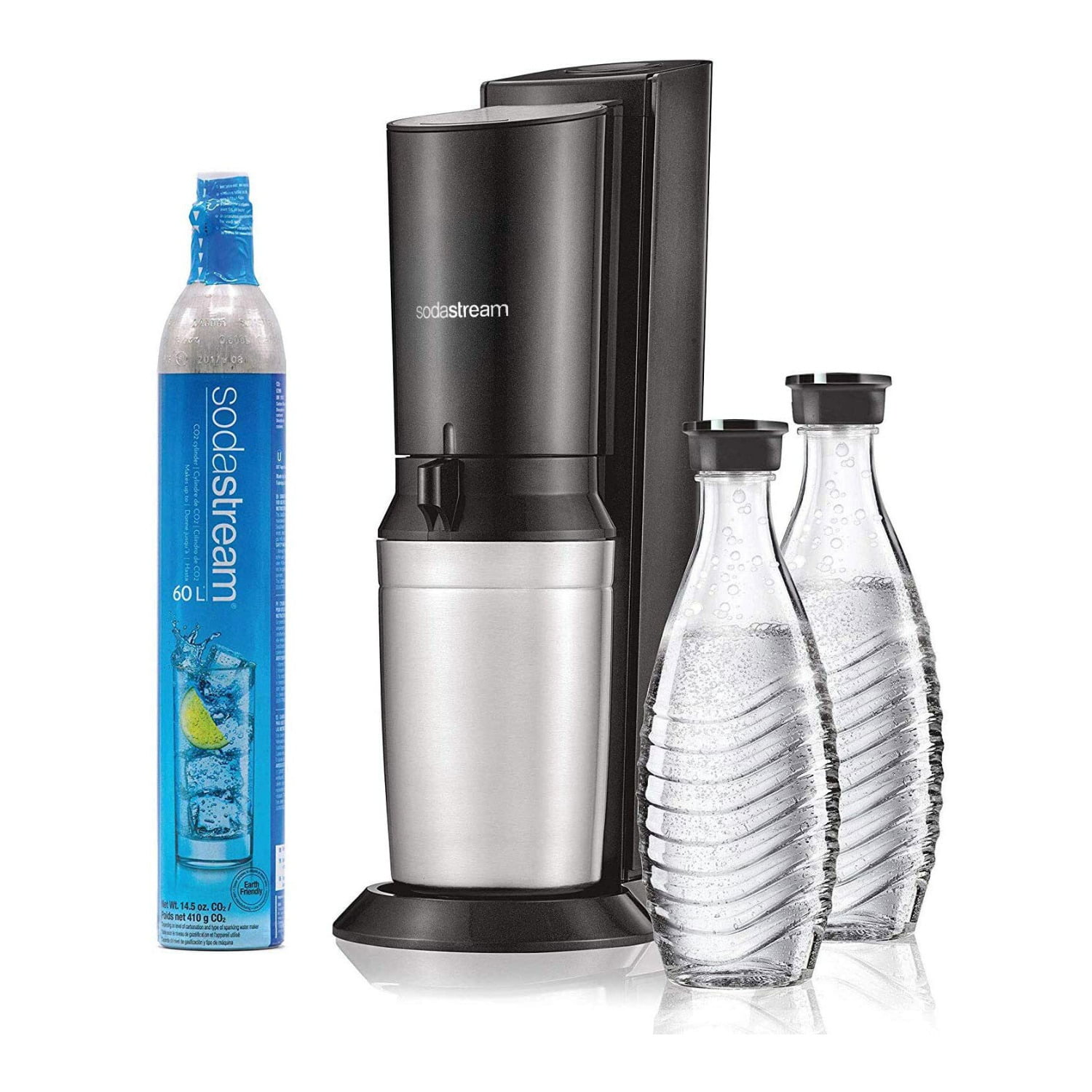 SodaStream Aqua Fizz Sparkling Water Maker Kit (Black) with Co2 & Glass Carafes