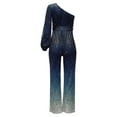 thumbnail image 6 of SELONE Jumpsuits for Women Casual Casual Long Sleeve Fancy Long Pant Ladies Travel Comfortable Vacation Fancy Jumpsuits for Women Jumpers and Rompers Casual Oblique Shoulder Printing Blue S, 6 of 7