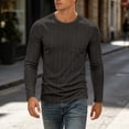 thumbnail image 2 of JIAYUE Men's T Shirt Long Sleeve Round Neck Knit Sweater Casual Pullover Tops With Pockets Soft Comfortable Slim Fit Solid Color Daily Lightweight Wear For Male, 2 of 8