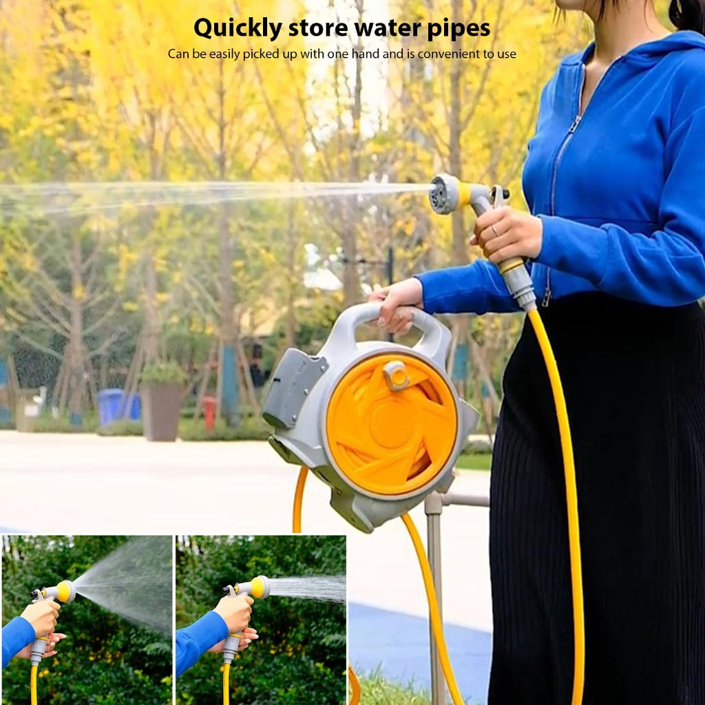 Zeiwohndc Upgraded PVC Retractile Hose Roll 50ft Outdoor Watering Equipment Storage