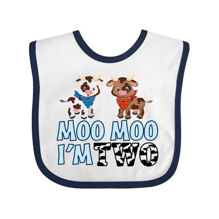 

Inktastic Moo Moo I m 2 with Cute Holstein Cows Gift Baby Boy or Baby Girl Bib