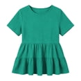 thumbnail image 6 of Ashirexll Summer Tops for Women Solid Color Spring Summer Fashion Casual Flared Short Sleeve Round Neck Top for Everyday, 6 of 6