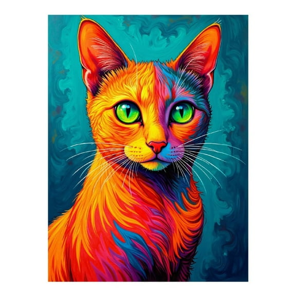 Diamond Art Kit for Adults, Colorful Vibrant Cat Portrait Art Diamond Painting for Adults Beginners, 5D DIY Diamond Art Painting Kits, Colorful Diamond Painting Craft for Home Decor 12x16