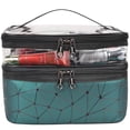 thumbnail image 3 of Bolsas de maquillaje Estuches de cosméticos de viaje de doble capa Organizador de maquillaje Bolsas de aseo -Verde oscuro, 3 of 5
