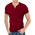 thumbnail image 4 of Aiyino Mens Henley Shirts Slim Fit Short Sleeve Beefy Fashion Casual Top Shirts of Cotton Shirts, 4 of 5