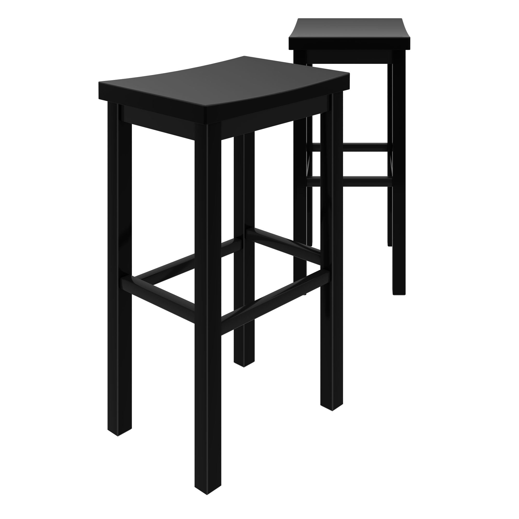 Now Furniture 30" Bar Stool, Set of 2 Wooden Backless Bar Height Kitchen Stool, Black