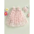 thumbnail image 2 of Bagilaanoe Newborn Baby Girl Rompers Dress 3D Butterfly Sleeveless Bodysuit + Headband 3M 6M 12M 18M 24M Infant Tulle One Piece Jumpsuit, 2 of 9