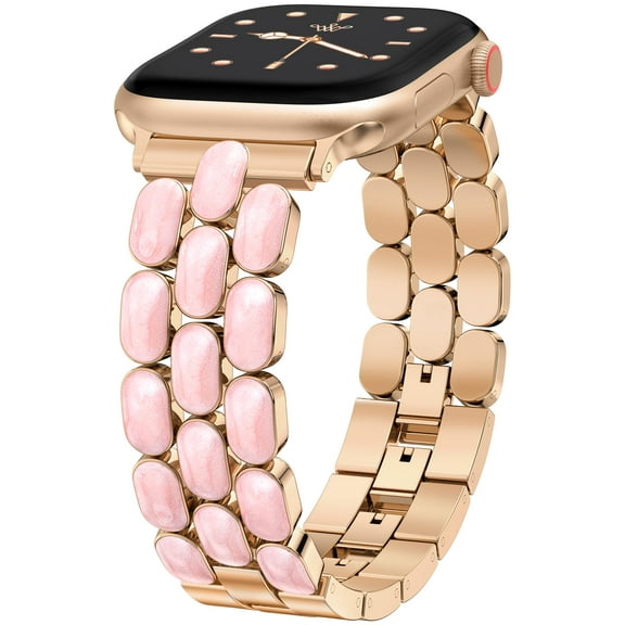Wearlizer Enamel Metal Bracelet Compatible with Apple Watch Band 41/40/38/42/44/45/46/49mm, Stainless Steel Bracelet for iWatch Series Ultra 2/10/9/8/7/6/5/4/3/2/1 SE