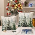 thumbnail image 3 of Christmas Pillow Covers 18x18 inch Set of 2 Watercolor Blue Green Christmas Tree Rustic Style Nature Forest Print Decorative Throw Pillows Winter Christmas Decor, 3 of 6