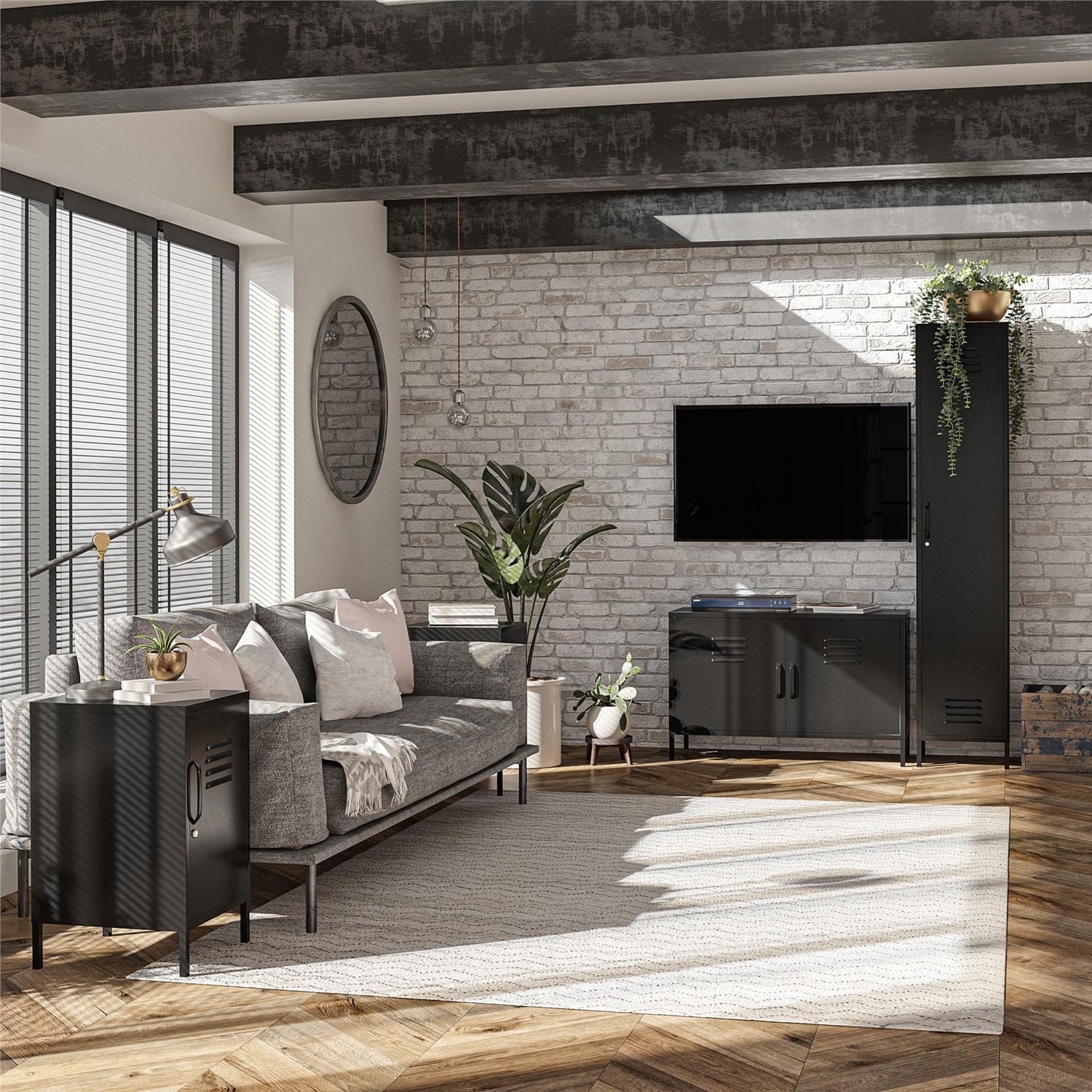 Systembuild Evolution Mission District Armoire d'appoint en métal à 2 portes Noir