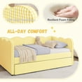 thumbnail image 3 of Twin Size Upholstery Daybed with Trundle and USB, Twin to King Design Adorable Wave Shaped Extendable Linen Sofa Bed Cozy Gingham Daybed, for Living Room and Bedroom, 3 of 8
