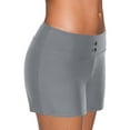 thumbnail image 3 of Frontwalk Ladies Swimwear Plain Swimsuit Buttons Bathing Suit Women Elastic Waisted Swim Shorts Solid Color Beach Pants grey L, 3 of 4