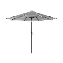 Westin Outdoor 9.5" Black and White Striped Octagon Lighted Patio Umbrella with UV Resistant