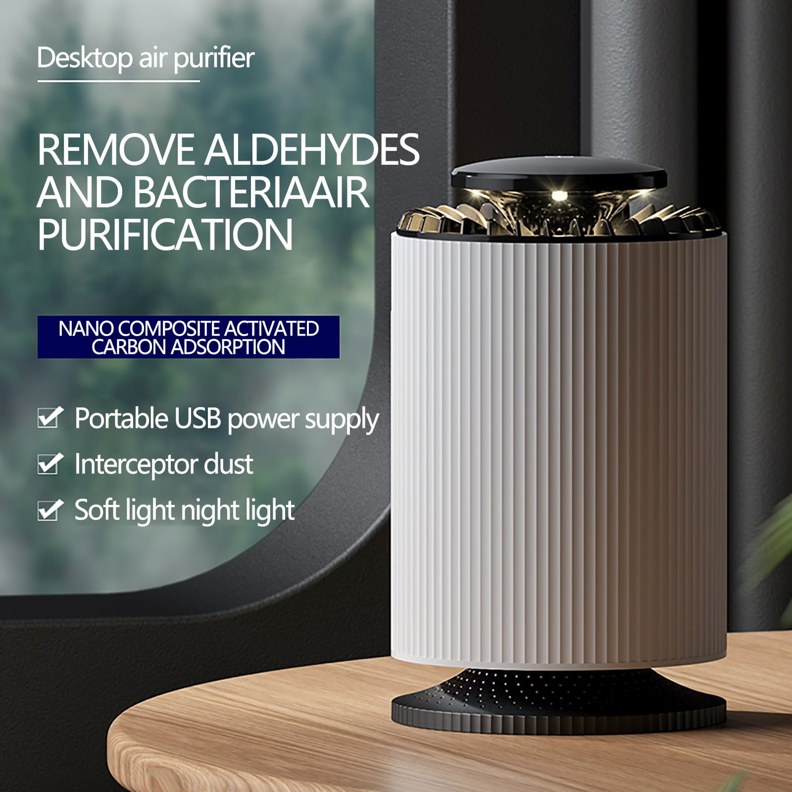Air Purifier for Bedroom with HEPA Filter and Sleep Mode 24dB Quiet, 3 Speed Filtration System for Pet Dander Allergies Pollen Dust Smoke, Portable Cleaner for Home Office