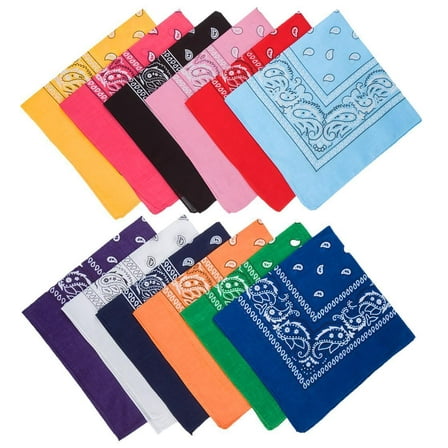 WEISIPU 12 Pack Paisley Bandanas Cowboy Bandanas Unisex Print Head Wrap Scarf Wristband