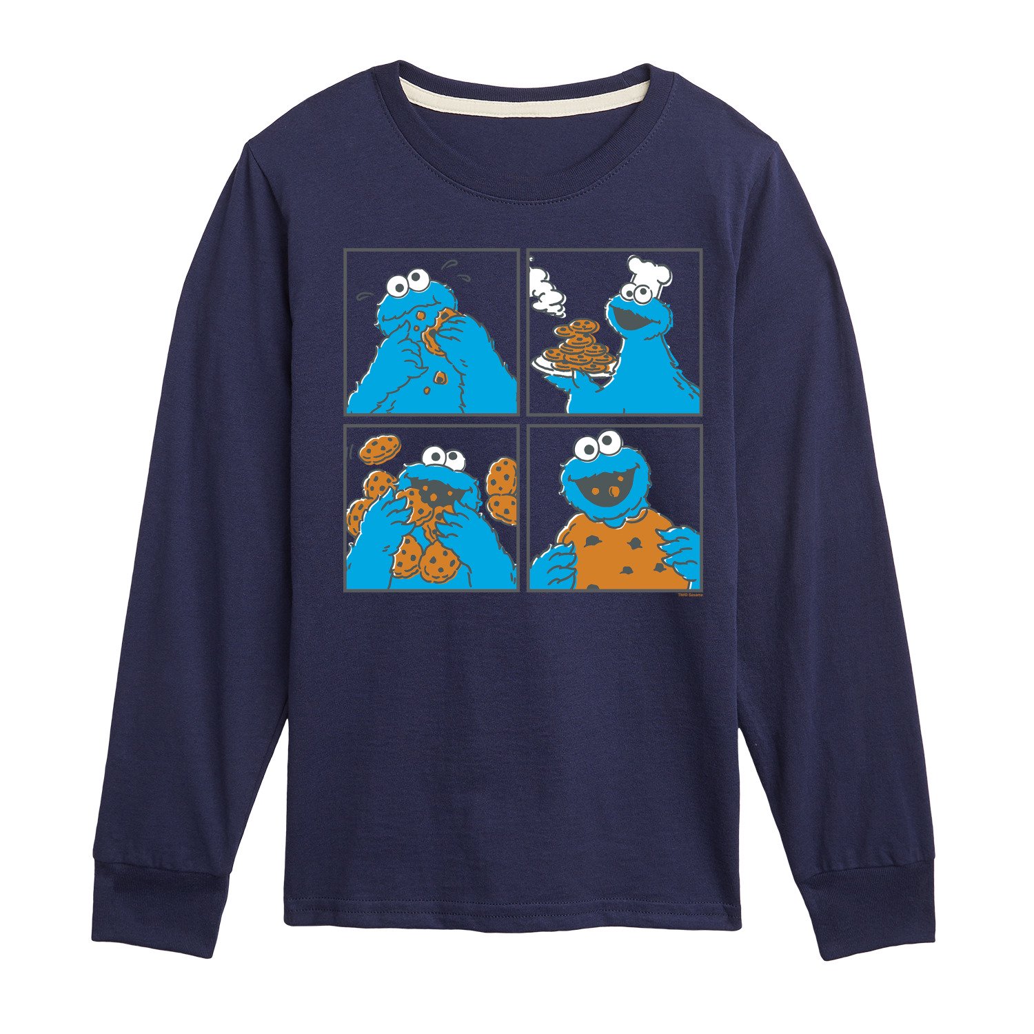 Sesame Street - Cookie Monster Grid - Toddler and Youth Long Sleeve T-Shirt