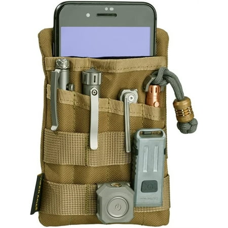 Tool Pouch Nylon Pocket Organizer with 2 Pockets and 4 Small Tool Storage EDC Gears Best Gift to Keep Organized Hold Your Flashlight/Pocket Knife Tactical Pen Notebook