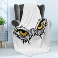 thumbnail image 4 of Eye Soft Flannel Fleece Blanket, Aggressive Gaze of a Bird of Prey Cartoon Mascot Hunter Falcon Eagle Hawk, Cozy Plush for Indoor and Outdoor Use, 50" x 60", Pale Grey Marigold Black, by Ambesonne, 4 of 5