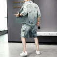 thumbnail image 5 of Camiseta Hombre Trajes Deportivos Blancos Ropa de Hombre Alfabeto Conjuntos de Pantalones Cortos Esenciales Chándal de Jogging Novedad en Alta Calidad Chic, 5 of 5