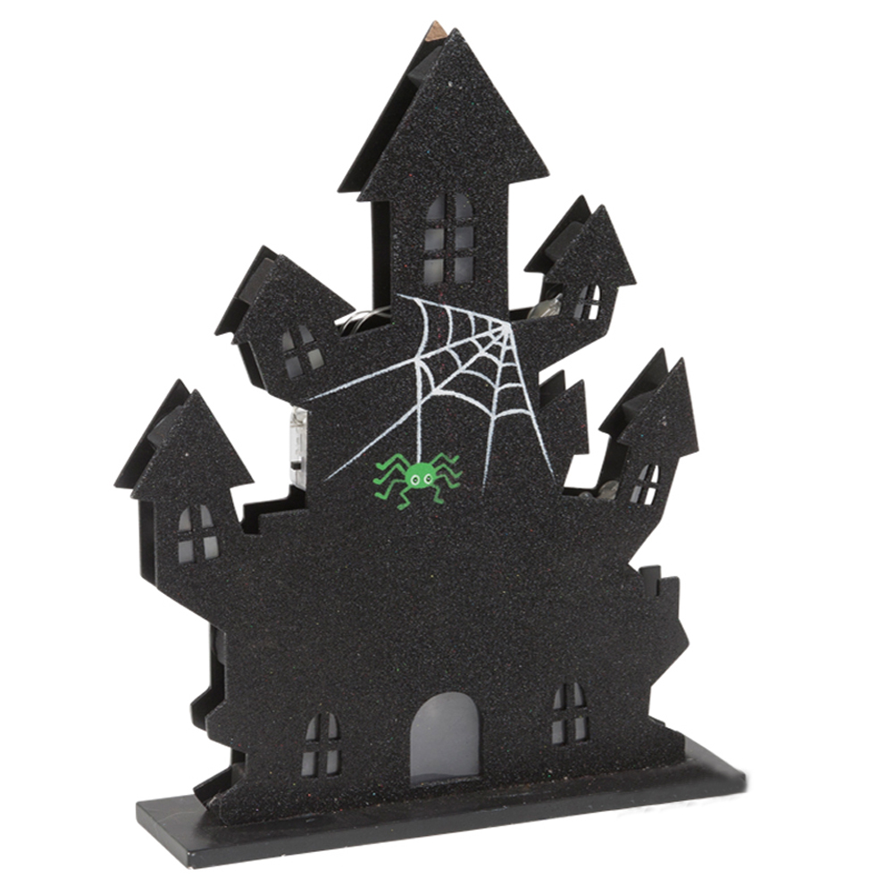 Haunted House LightUp Halloween Decor 14" x 9" LED Decoration, Black